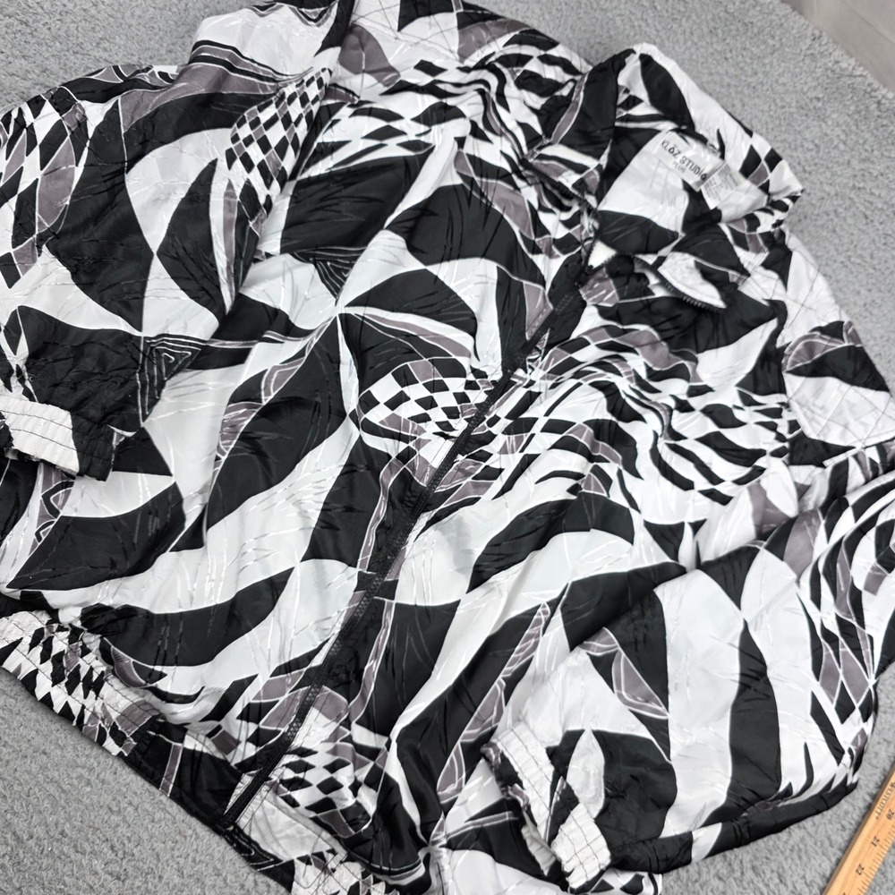 Kloz Studio Plus Womens 3X Vintage 90s Geometric Abstract Windbreaker Jacket BW